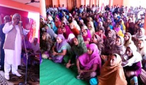 Minister for Planning, Ajay Sadhotra addressing women workers of NC at Marh.
