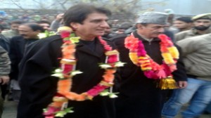 Bollywood Actor, Raj Babbar during an election rally in South Kashmir on Friday.