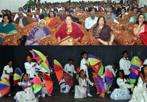 First Lady Usha Vohra watching cultural programme at GCW Parade on Friday.