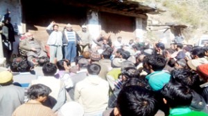 R&B Minister Abdul Majid Wani addressing public meeting at Bhagla in Doda.