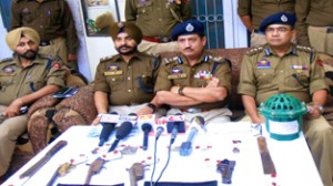 DIG Shakeel Ahmed Beig interacting with media persons at Jammu. SSP Jammu Uttam Chand and SP Headquarters Randhir Singh also seen in picture.