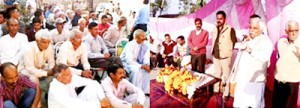 Senior NC leader Ajay Sadhotra addressing an election meeting at Marh on Tuesday.