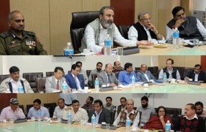 Chief Secretary, Mohammad Iqbal Khandey chairing a meeting at Jammu on Wednesday.