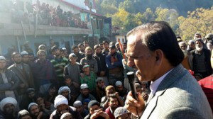 G M Saroori addressing an election rally on Wednesday.