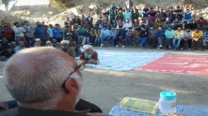 R&B Minister Abdul Majid Wani addressing public meeting in Doda on Tuesday. 