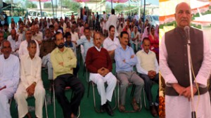 Cong candidate Balwan Singh addressing public meeting in Marh on Tuesday. 