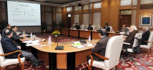 Prime Minister, Narendra Modi chairing a high-level meeting with the Government officials on the SmartCity initiative, in New Delhi on Monday.