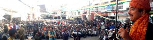 Former Union Minister Ghulam Nabi Azad addressing public rally at Chenani on Sunday.