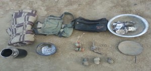 Arms and explosives seized by Army and police in Kishtwar on Thursday.