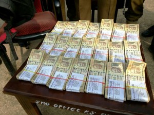 Rs 14 lakh cash recovered in Shopian on Sunday.  -Excelsior/Younis Khaliq