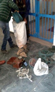 Explosive material seized by police in Mendhar on Wednesday.