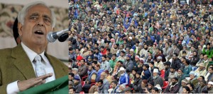 PDP patron Mufti Mohammad Sayeed addressing an election rally at Uri, Baramulla on Sunday. -Excelsior/Aabid Nabi