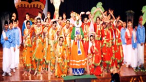 A colourful cultural item being presented by the students at KC International School while celebrating 8th Annual Day.