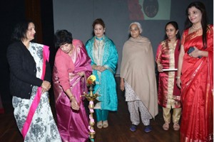 Dignitaries   lighting ceremonial  lamp  at  Euro  Care  pre-school during musical extravaganza ‘Sanskar’.