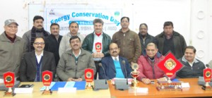 BSNL officials during an energy conservation seminar at Jammu on Monday. 