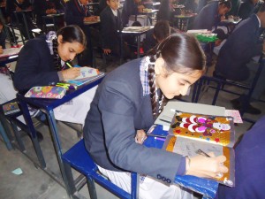 The students during card making competition on Tuesday.