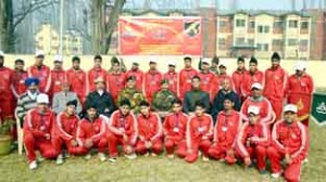 Students of St Joseph’s School Baramulla posing for a group photograph after returning from educational tour on Monday.