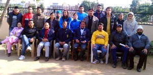 J&K State Judo team posing for a group photograph before leaving for Haridwar on Tuesday.