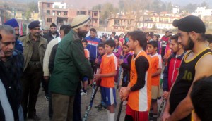 SSP Poonch JS Johar interacting with players while inaugurating Special Coaching Camp at Sports Stadium in Poonch.