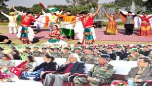 Governor N N Vohra witnessing culture programme presented by NCC Cadets.