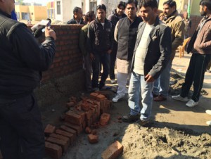 MLA Dr Gagan Bhagat alongwith officials inspecting ongoing construction work at ZEO office, RS Pura. 