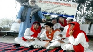 A scene from the play ‘Jaago Bhandhu Jaago Bhaiya’ staged by ESRM at village Dhan in Block Dansal.