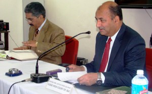 Justice Bansi Lal Bhat addressing the participants of refresher course on ‘Criminal & Civil Laws’ on Saturday.