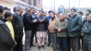 MLA Jammu West, Sat Sharma interacting with people of Subash Nagar on Friday.