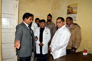 MLA RS Pura, Dr Gagan Bhagat during inspection of CHC RS Pura on Thursday.