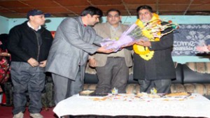 MLA Kalakote, Abdul Gani Kohli being felicitated on Tuesday. 