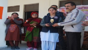 Winner being felicitated during concluding ceremony of Swami Vivekananda Jayanti Week in Poonch. 