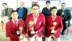 Winners posing for a group photograph at MV International School during felicitation ceremony. 