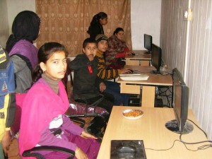 Children at newly established computer lab in Govt Middle School, Ukhral in Banihal.