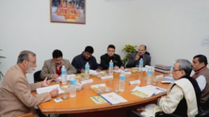 SS Bloeria chairing meeting of Governing Council of SMVD Gurukul on Thursday.