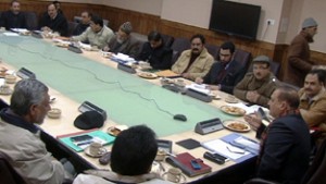 Commissioner/ Secretary, PHE Pawan Kotwal chairing a meeting at Srinagar on Wednesday.