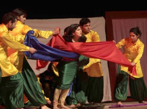 Participants presenting item during Udghosh 2015 at University of Jammu on Sunday.  -Excelsior/Rakesh