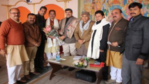 BJP leaders in a meeting at Jammu on Thursday.