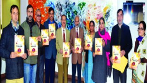 JU VC and others releasing brochure for forthcoming Inter-varsity Zonal Festival.