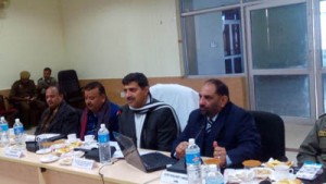 Member of Parliament, Jugal Kishore Sharma chairing meeting of VMC at Samba on Thursday .