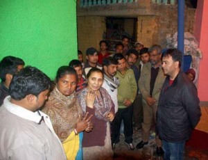 Vikram Malhotra interacting with residents of Boria Mohalla on Friday.