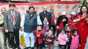 Sat Sharma MLA, Jammu West along with little kids during annual sports day at Annizone Meadow of Angels in Jammu.