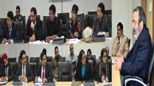 Chief Secretary Mohammad Iqbal Khandey conducting a meeting to review work on National Highway Projects.