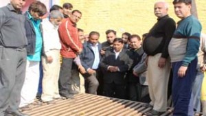 BJP MLA Sat Sharma during his visit Ward No 12 in Jammu West on Thursday.