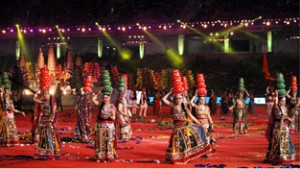 Students of Pratap World School displaying dance item in the recently concluded 35th National games at Kerala.