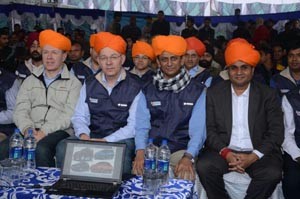 Officials of Bosch Automotive Limited and Republic Motor Stores in a function at Jammu on Friday.
