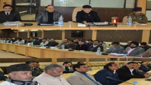 Union Home Secretary, Anil Goswami reviewing post flood operations at Reasi.