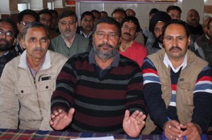 JKTF leaders addressing a press conference on Sunday.  -Excelsior/Rakesh