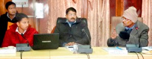 Director, Central Water Commission V D Roy in a meeting at Leh on Monday.