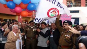 DGP K Rajendra and MLA Jammu East flagging off rally on Saturday.