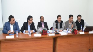Dignitaries during seminar organised by J&K Branch of ICAI at Jammu on Thursday.